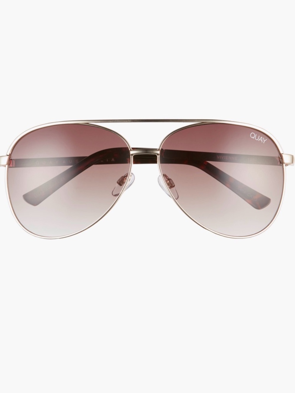 QUAY VIVIENNE Women's 64mm Aviator Sunglasses Gold Frame Brown Gradient Lens